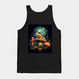 Cute Cottagecore Aesthetic Frog Mushroom Moon Witchy Tank Top